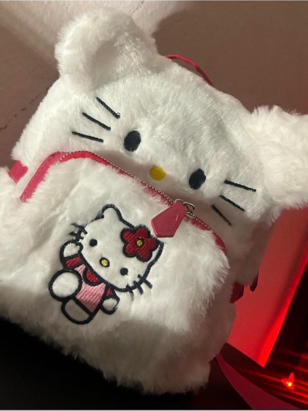 Hello Kitty Mini Plush Backpack - White with Pink Accents